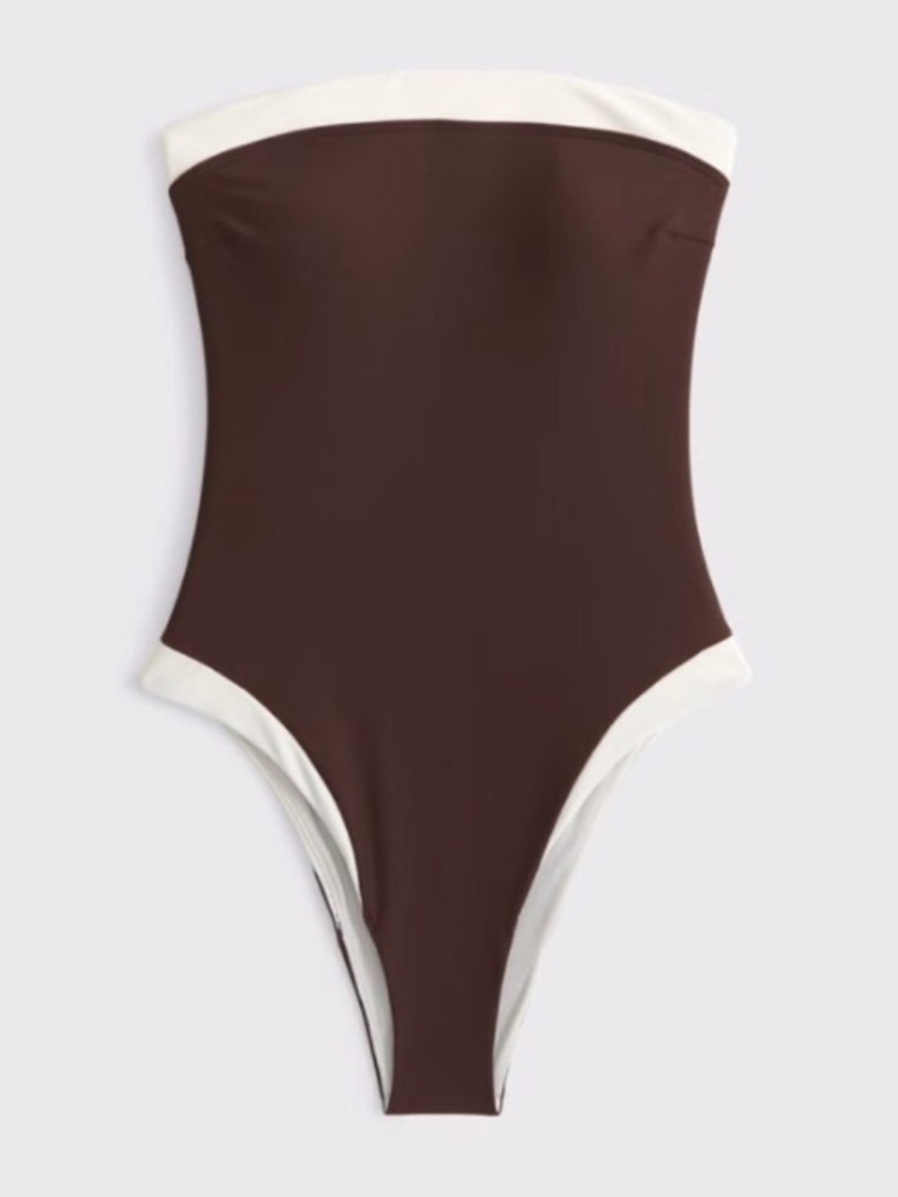 Abercrombie A&F Marina One-Piece Swimsuit in Brown with Cream Trim - Picture 4 of 4
